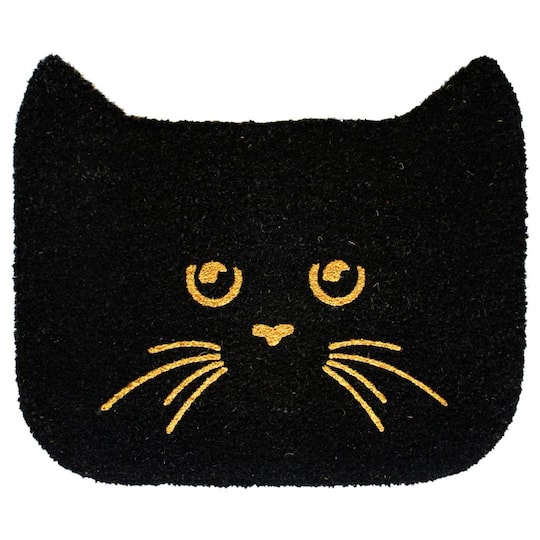 RugSmith Black Machine Tufted Glitter Shaped Cat Doormat
